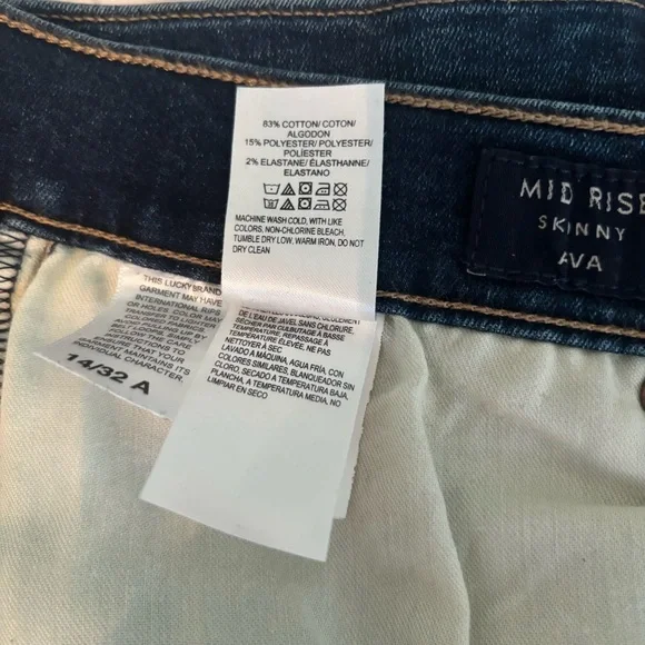 Lucky Brand Mid Rise Skinny Ava Jeans Raw Hem Size 14 - Picture 11 of 11